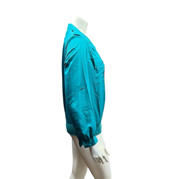 Sheridan Square 80s Green Casual Blouse Top - Size 8, Good Condition - Picture 2 of 10